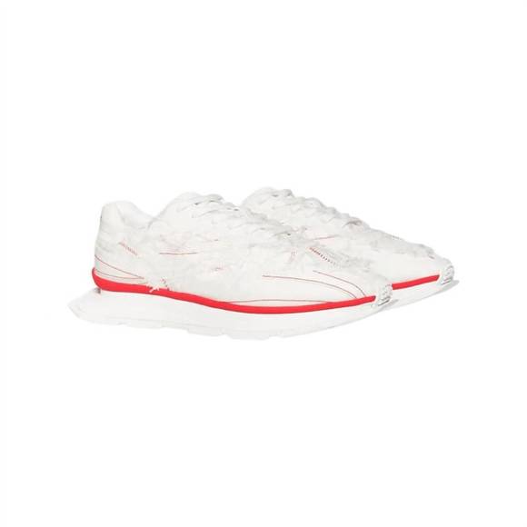 NEW REEBOK men's classic leather sneakers in white red